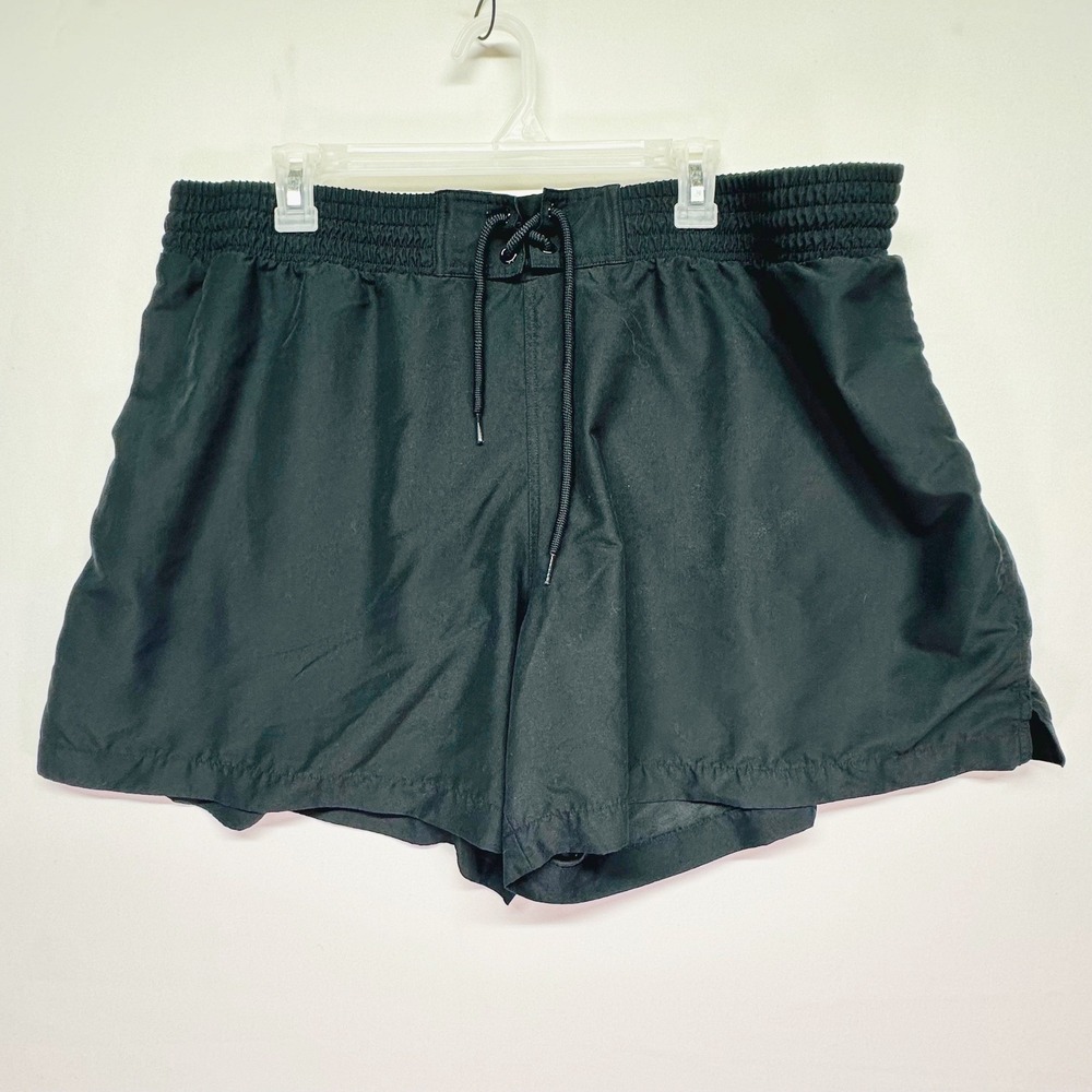 Kona Sol Black Board Shorts Elastic Waist Drawstring Swim Beachwear Womens 2X